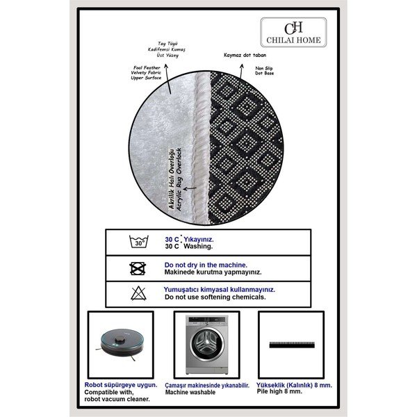 Covorașe de baie alb-negru 2 buc. 60x100 cm Rasse – Foutastic-image-2