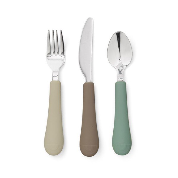 Tacâmuri pentru copii, maro/bej din silicon 3 buc. Olive Mix – Cam Cam Copenhagen