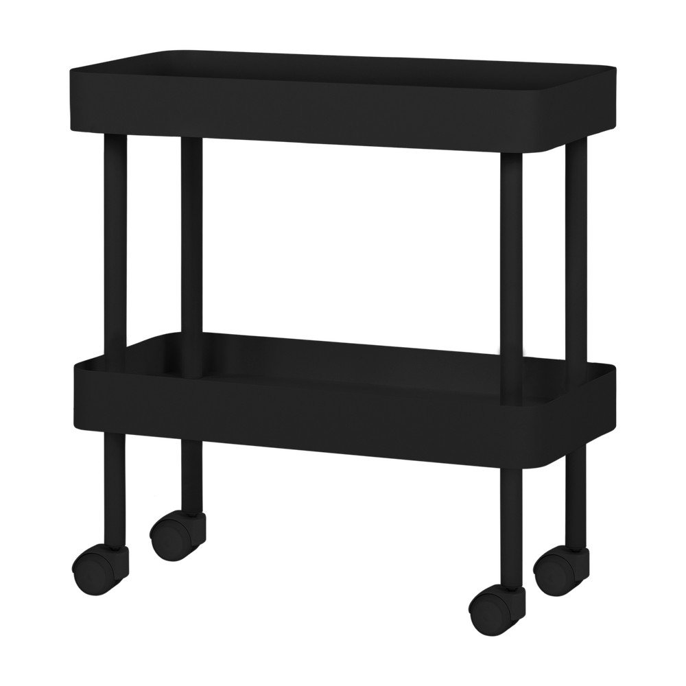 Etajeră pe roți neagră din metal 60x62x30 cm Nolle – noo.ma