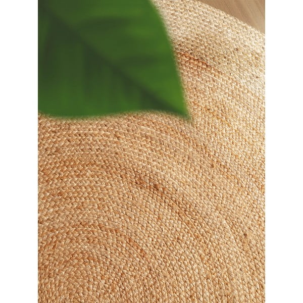 Covor în culoare naturală reversibil, țesut manual rotund din iută ø 200 cm Jutta Gold – Hanse Home-image-3