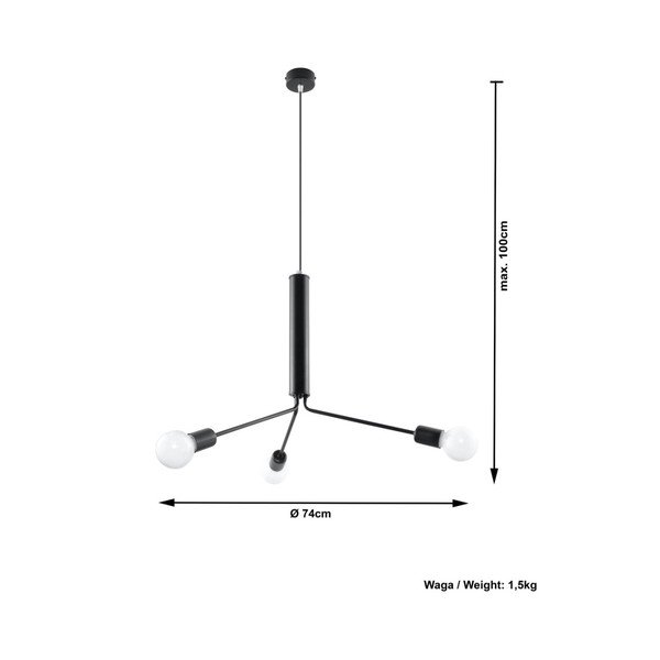 Lustră neagră cu abajur din metal ø 74 cm Donato – Sollux-image-2