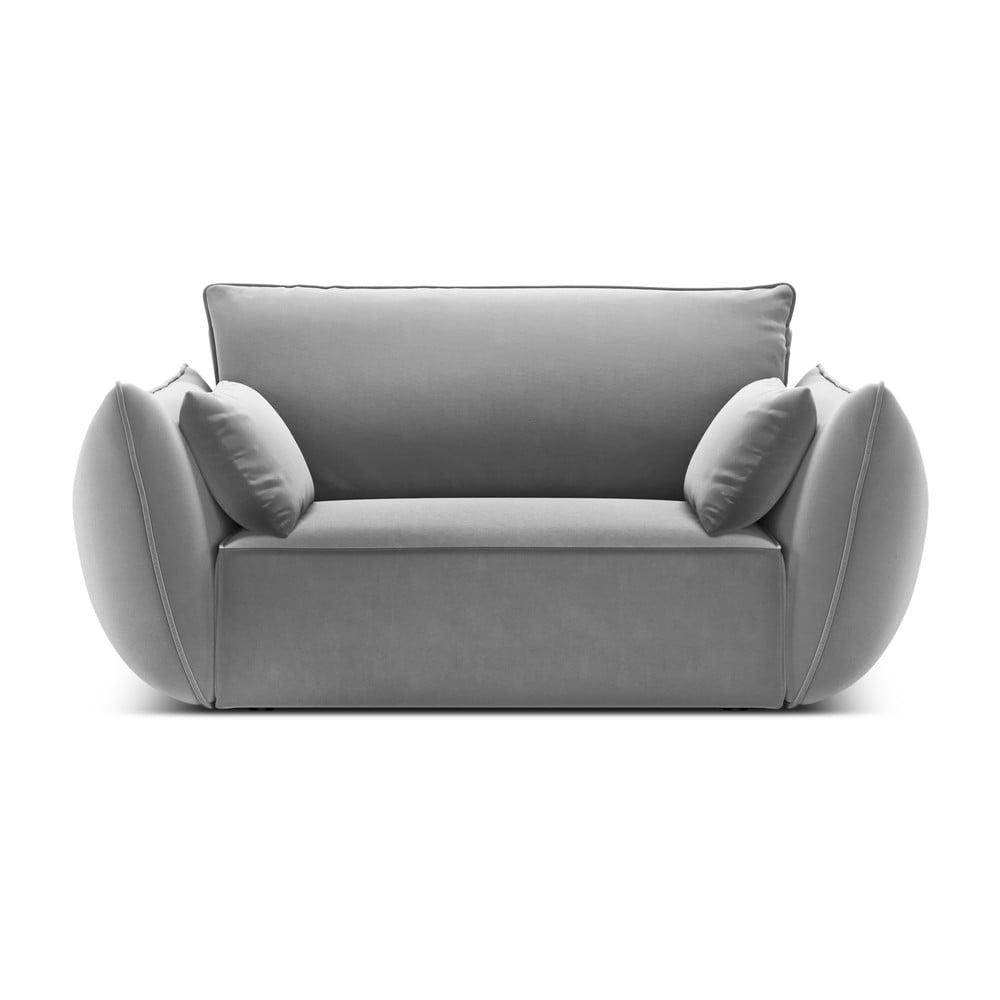 Fotoliu gri deschis cu tapițerie din catifea Vanda – Mazzini Sofas