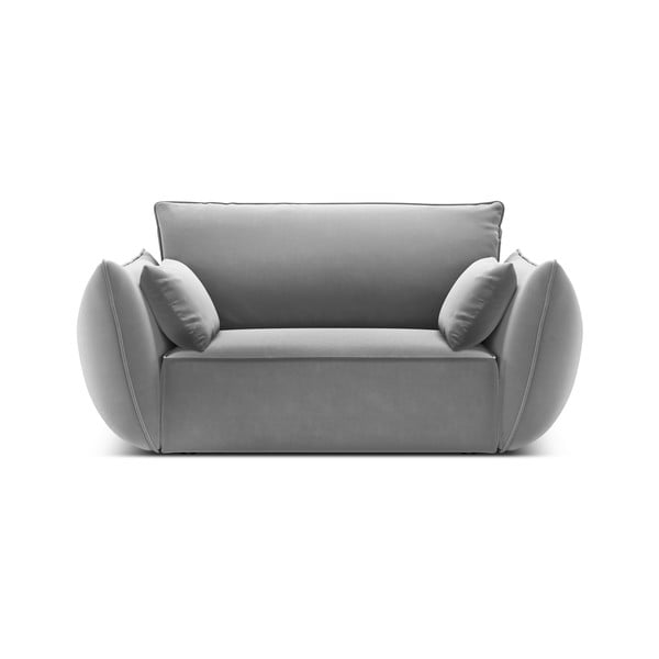 Fotoliu gri deschis cu tapițerie din catifea Vanda – Mazzini Sofas-image-2