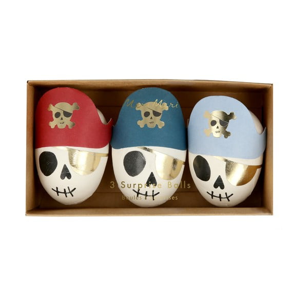 Accesorii pentru petreceri 3 buc. Pirate Skulls Surprise Balls – Meri Meri