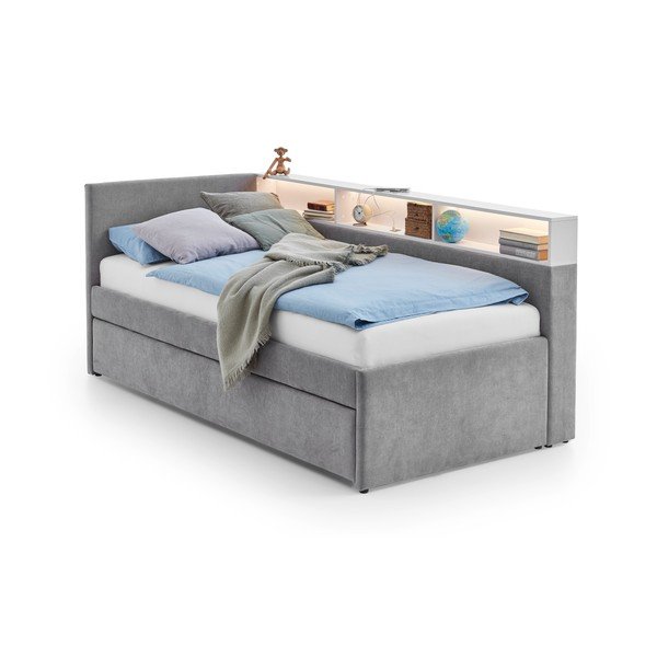 Pat pentru copii  gri pe colț cu spațiu de depozitare fără somieră 120x200 cm Uno – Meise Möbel-image-4