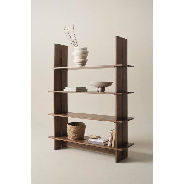 Etajeră în culoare naturală închisă din lemn de pin 140x180x40 cm Tottori – Jotex-image-1