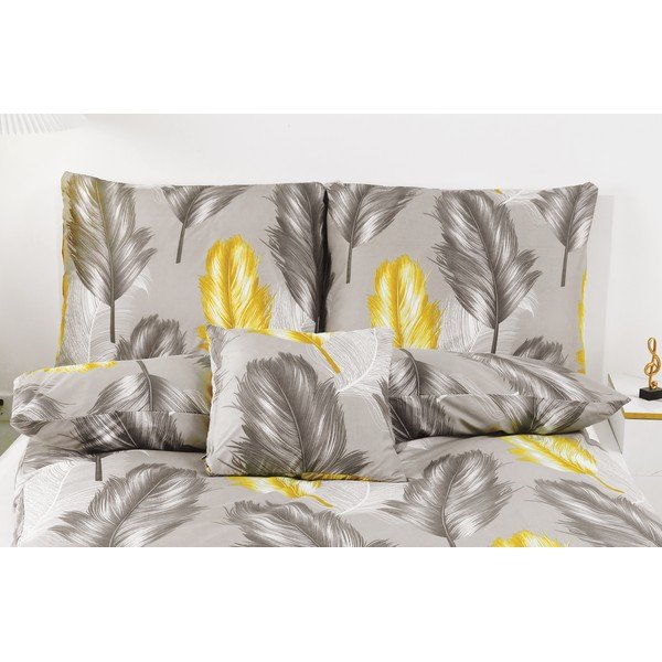 Lenjerie de pat galben-gri din micro satin 140x200 cm 6 piese Naomi - My House-image-1