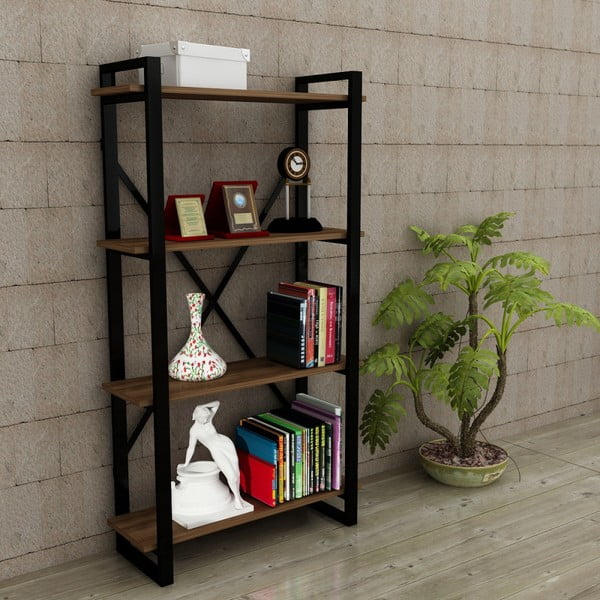 Bibliotecă cu rafturi în decor de lemn de nuc Albatros-image-3