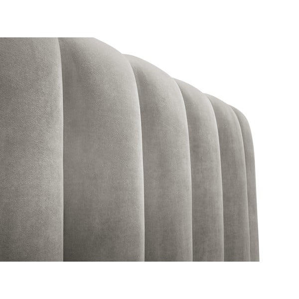Pat dublu 200x200 cm gri deschis tapițat cu spațiu de depozitare și somieră Kelp – Micadoni Home-image-4