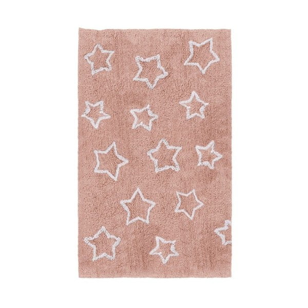 Covor pentru camera copiilor Tanuki White Stars, 120 x 160 cm, roz