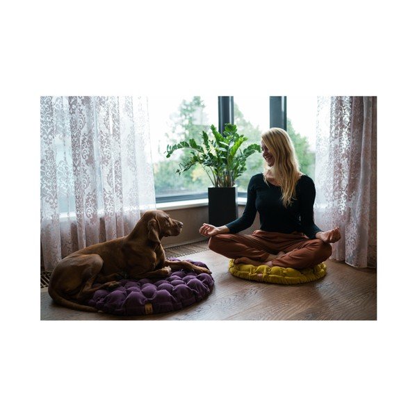 Pernă relaxare cu bile de masaj Linda Vrňáková Bloom, Ø 75 cm, gri deschis-image-1