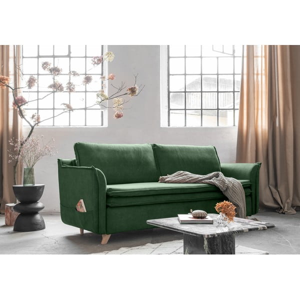 Canapea verde extensibilă cu tapițerie din catifea 225 cm Charming Charlie – Miuform-image-3