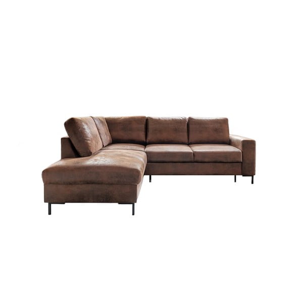 Colțar maro extensibil cu tapițerie din imitație de piele (cu colț pe partea stângă ) Lofty Lilly – Miuform