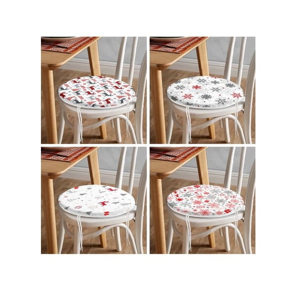 Perne de scaun 4 buc. ø 40 cm  cu model de Crăciun Snowflakes – Mila Home-image-4