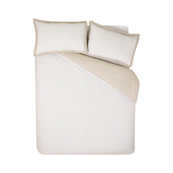 Lenjerie de pat albă-bej pentru pat de o persoană 135x200 cm Oxford Pinstripe – Catherine Lansfield