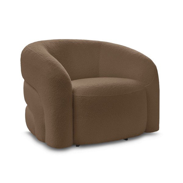 Fotoliu maro pivotant cu tapițerie din țesătură bouclé Elina – Bobochic Paris