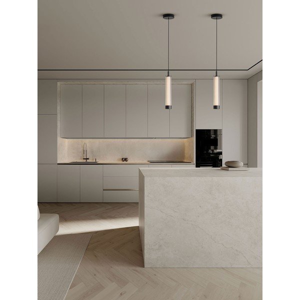 Lustră negru-mat LED cu intensitate reglabilă din aluminiu cu abajur din sticlă ø 6,5 cm Glovia – Nova Luce-image-1