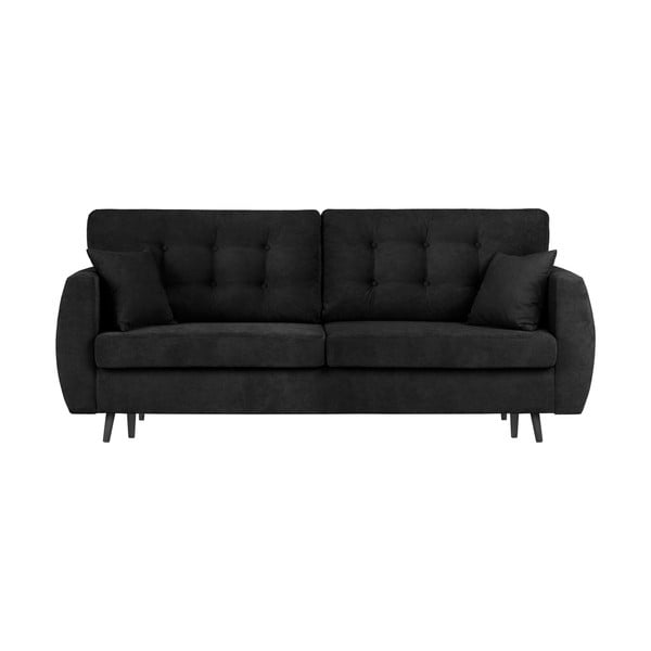 Canapea extensibilă cu 3 locuri și spațiu pentru depozitare Cosmopolitan design Rotterdam, 231 x 98 x 95 cm, negru
