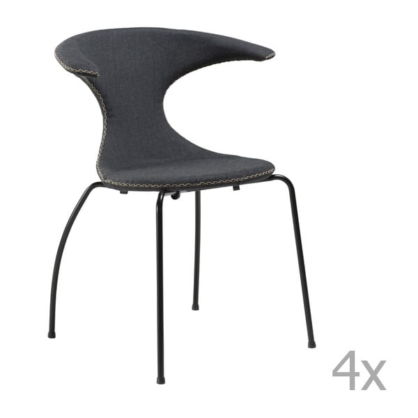 Set 4 scaune cu bază metalică neagră DAN-FORM Flair, gri