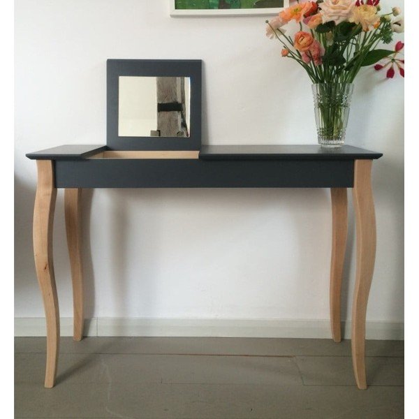 Măsuță de toaletă cu oglindă Ragaba Dressing Table, lungime 65 cm, gri grafit-image-1