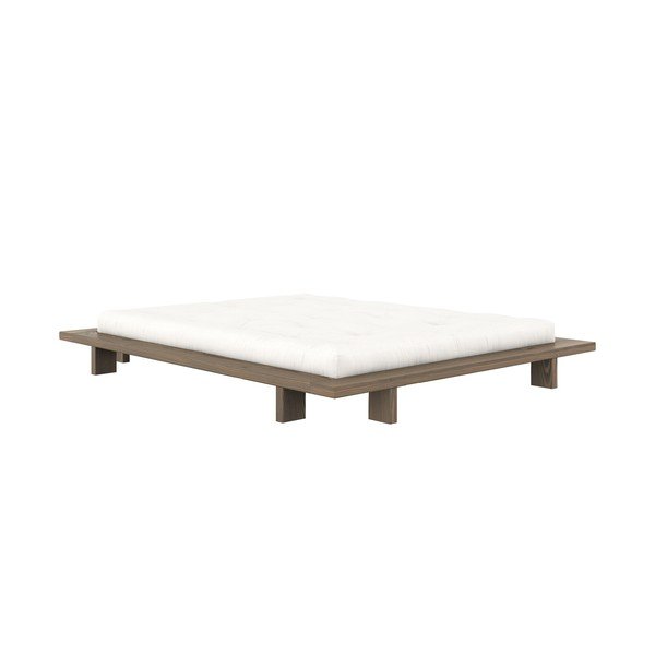 Pat matrimonial maro din lemn masiv de pin cu somieră 180x200 cm Japan – Karup Design-image-3