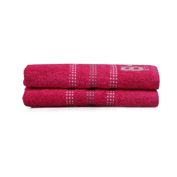Set 2 prosoape mâini Beverly Hills Polo Club Stripes, 90 x 50 cm, roșu fucsia-image-1
