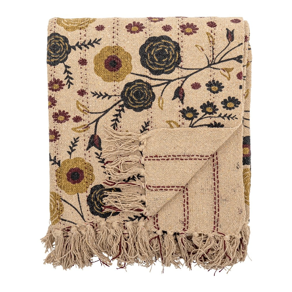 Pătură maro din bumbac reciclat 130x160 cm Eydis – Bloomingville