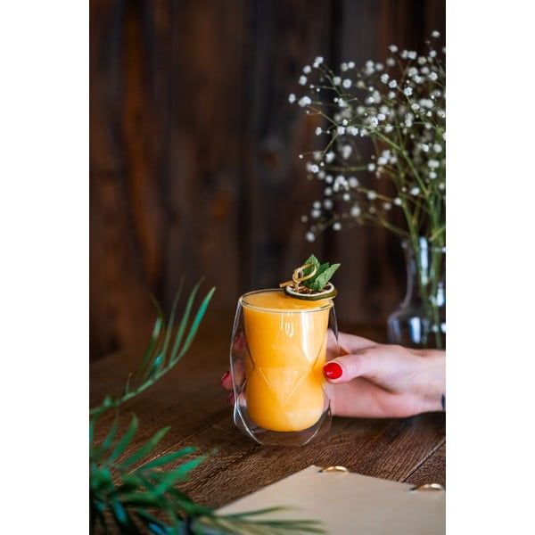 Set 2 pahare de latte cu perete dublu Vialli Design Geo, 250 ml-image-1