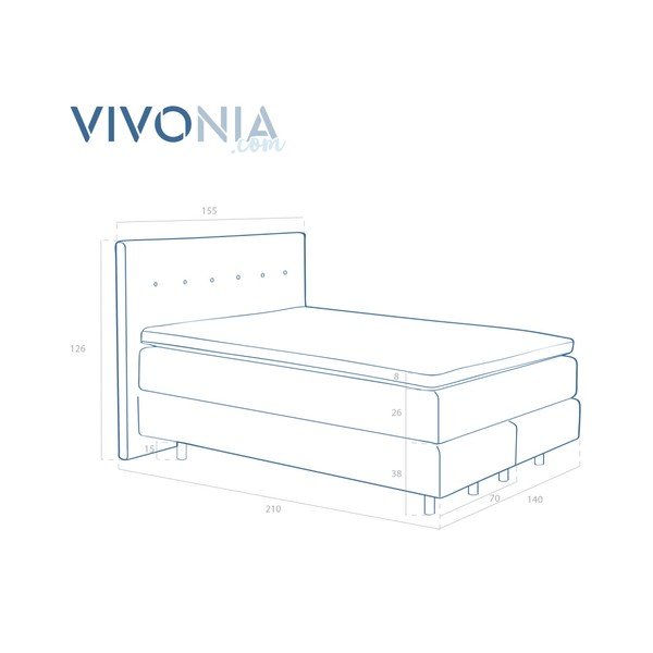 Pat boxspring Vivonita Lando, 180 x 200 cm, gri nisip-image-3