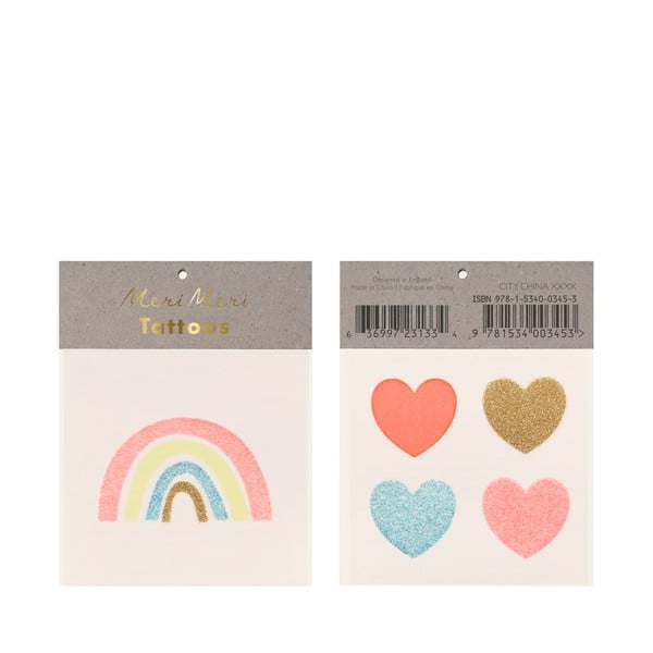 Folie de tatuaje pentru copii Rainbow & Hearts – Meri Meri