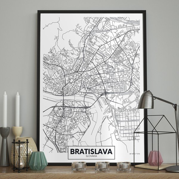 Poster cu ramă pentru perete MAP/BRATISLAVA, 70 x 100 cm-image-1