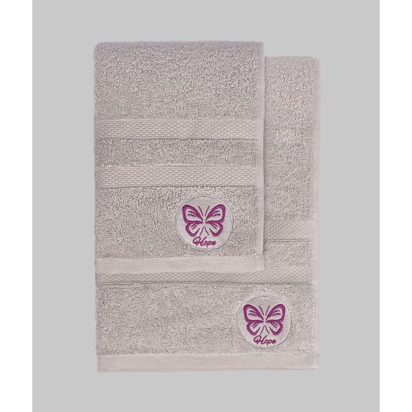 Prosoape de baie gri 2 buc. din bumbac din frotir Hope – Foutastic-image-3