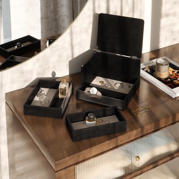 Organizator de baie negru mat din lemn Malibu – Umbra-image-1