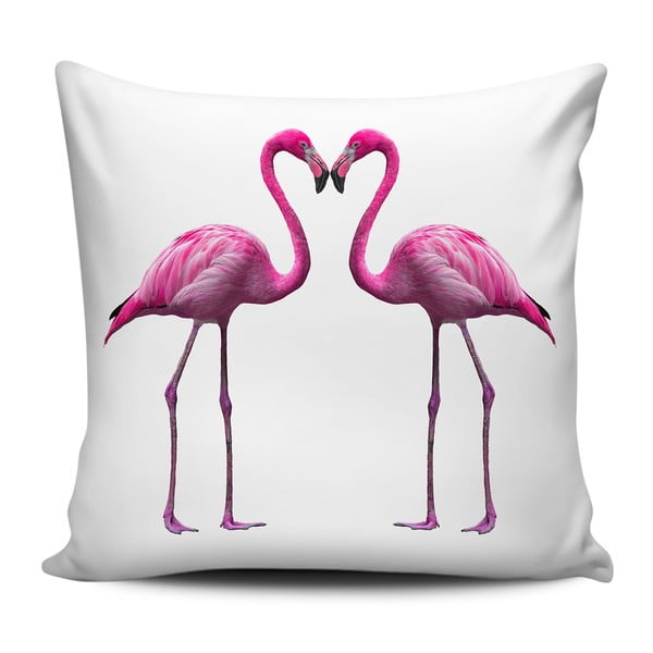 Pernă Home de Bleu Flamingos In Love, 43 x 43 cm, roz alb
