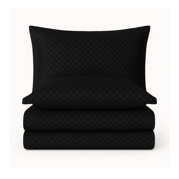 Lenjerie de pat neagră din bumbac ranforcé pentru pat dublu, extinsă 240x220 cm Checkered – Mila Home Luxury