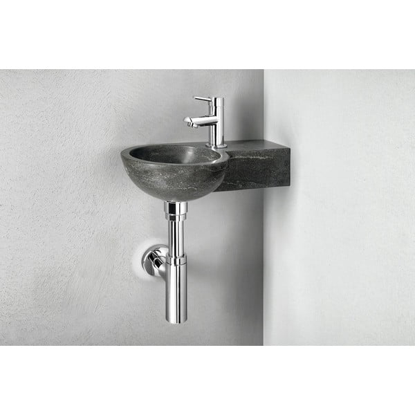 Chiuvetă mică pentru WC neagră din piatră 40x23 cm Blok – Sapho-image-1