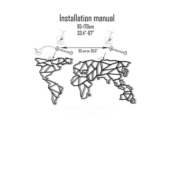 Decorațiune din metal pentru perete Map Of The World Clear, 85 x 170 cm-image-2