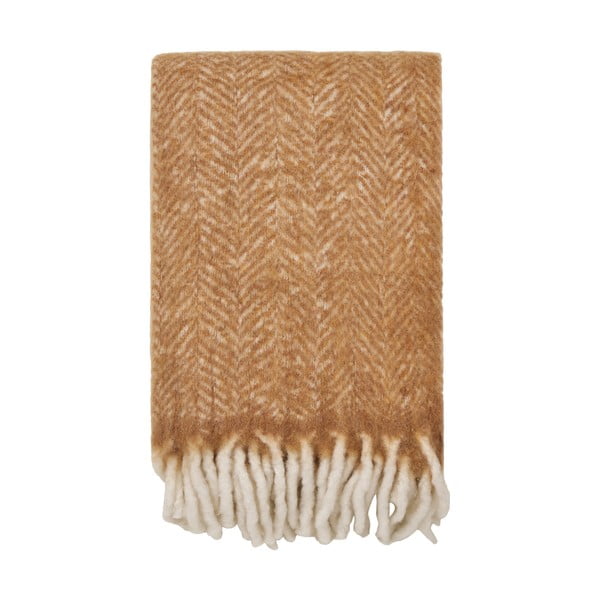 Pătură maro deschis din amestesc de lână 130x170 cm Carmel – House Nordic