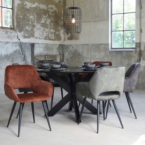 Scaune de dining gri-antracit 2 buc. Fer – LABEL51-image-1