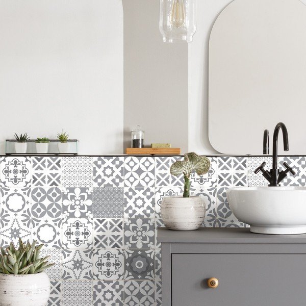Set 24 autocolante de perete Ambiance Tiles Azulejos Badgio, 10 x 10 cm-image-2