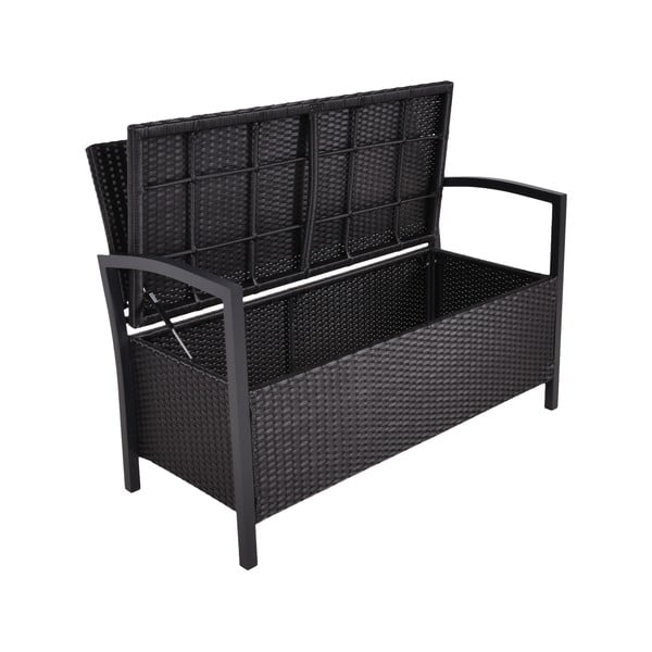 Bancă de grădină neagră din ratan artificial Ferrara – Garden Pleasure-image-1