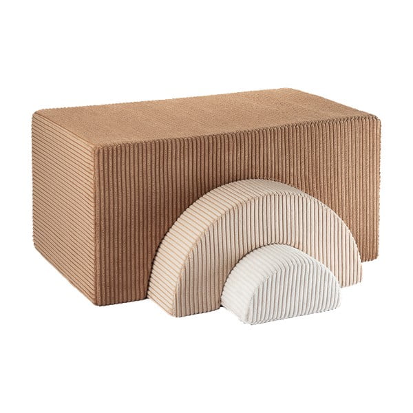 Teren de joacă din spumă maro 3 buc. din catifea reiată înălțime 37 cm 75x49 cm Rainbow Montessori – Wigiwama