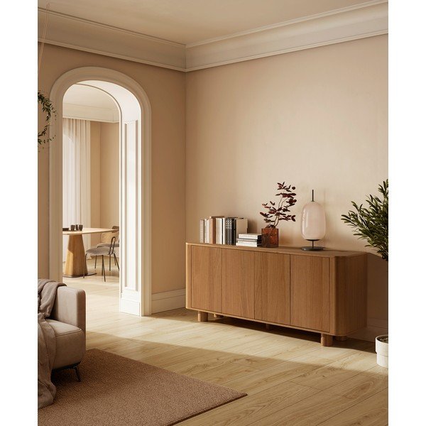 Comodă în culoare naturală cu aspect de lemn de stejar 180x75x40 cm Padoc – MOME-image-1