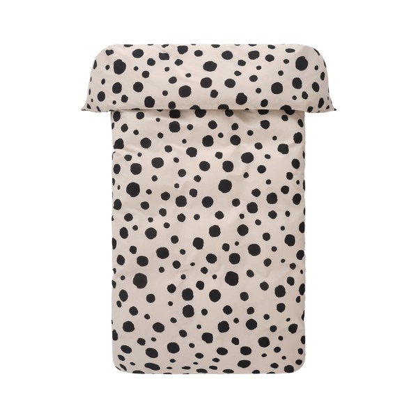 Lenjerie de pat neagră/bej din bumbac pentru pat dublu/extinsă 200x220 cm Rigmor Dot – Jotex