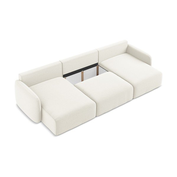 Colțar crem extensibil/cu spațiu de depozitare cu tapițerie din catifea (în formă de "U") Kalena – Makamii-image-4