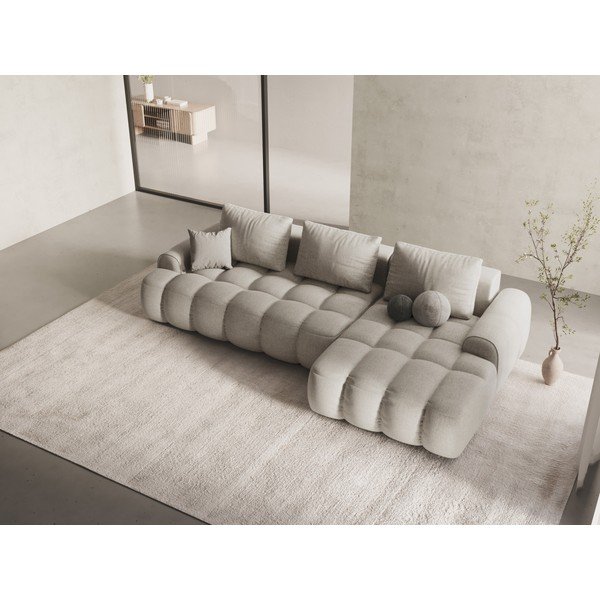 Colțar bej extensibil/cu spațiu de depozitare (cu colț pe partea dreaptă/cu șezlong) Linz – Cosmopolitan Design-image-1
