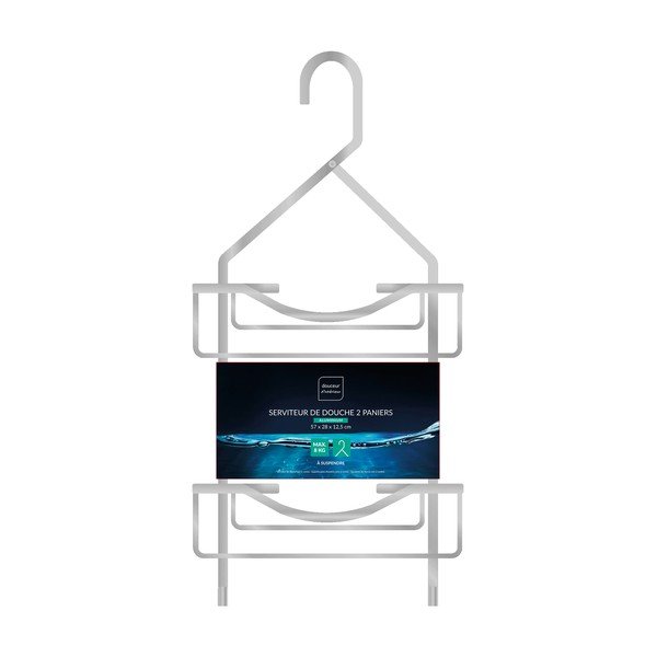 Raft pentru baie argintiu lucios de agățat din aluminiu Filaire Aluminium – douceur d'intérieur-image-1