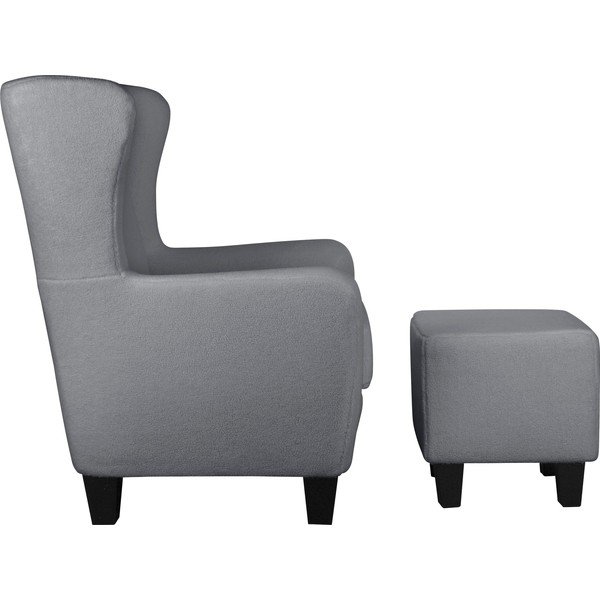 Fotoliu gri wing cu tapițerie din catifea Zhili - Støraa-image-1