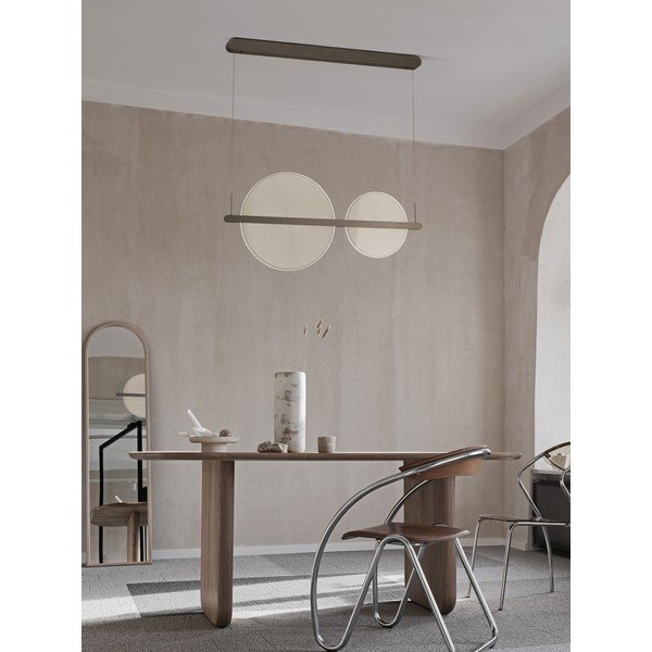 Lustră maro LED cu intensitate reglabilă din aluminiu cu abajur din sticlă acrilică Noah – Nova Luce-image-1