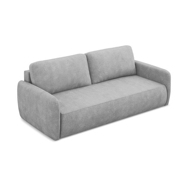 Canapea gri deschis extensibilă/cu spațiu de depozitare cu tapițerie din chenille 218 cm Lilo – Makamii-image-2